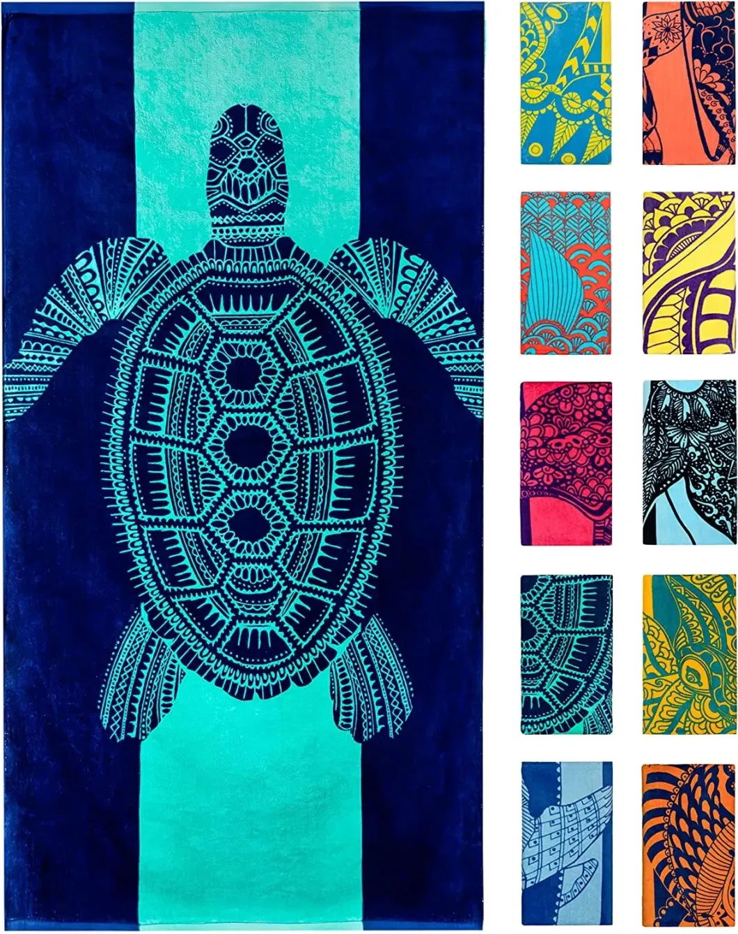 Turtle Tropical Towels with Logo Custom Print Microfiber for Adult Beach Towel