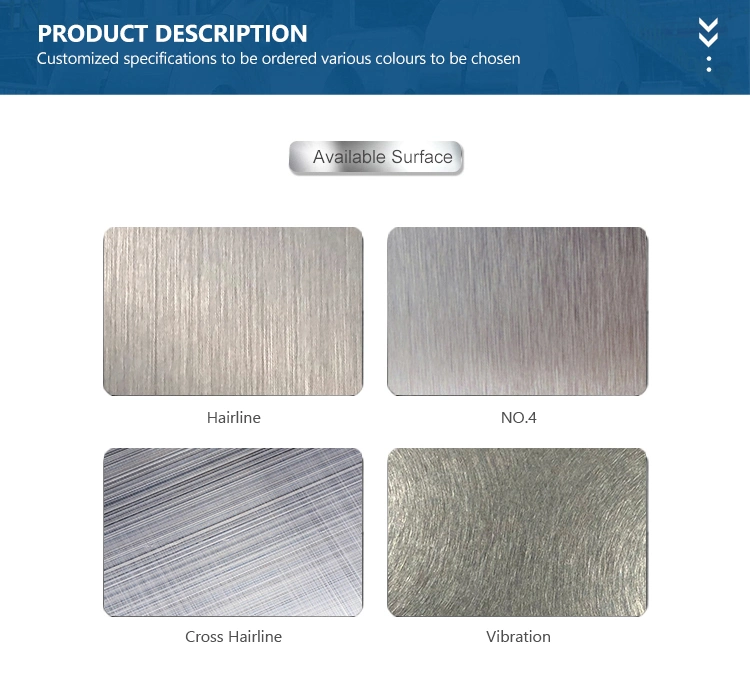201 304 316 430 Decorative Factory Price PVD Coating Stainless Steel Sheet Hairline Stainless Steel Plate