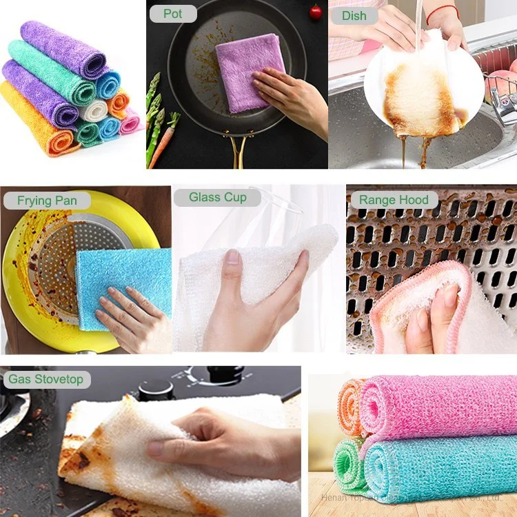 Topeco Degradable Multi-Color Customized Household Cleaning Bamboo Fiber Cloth Close to Skin