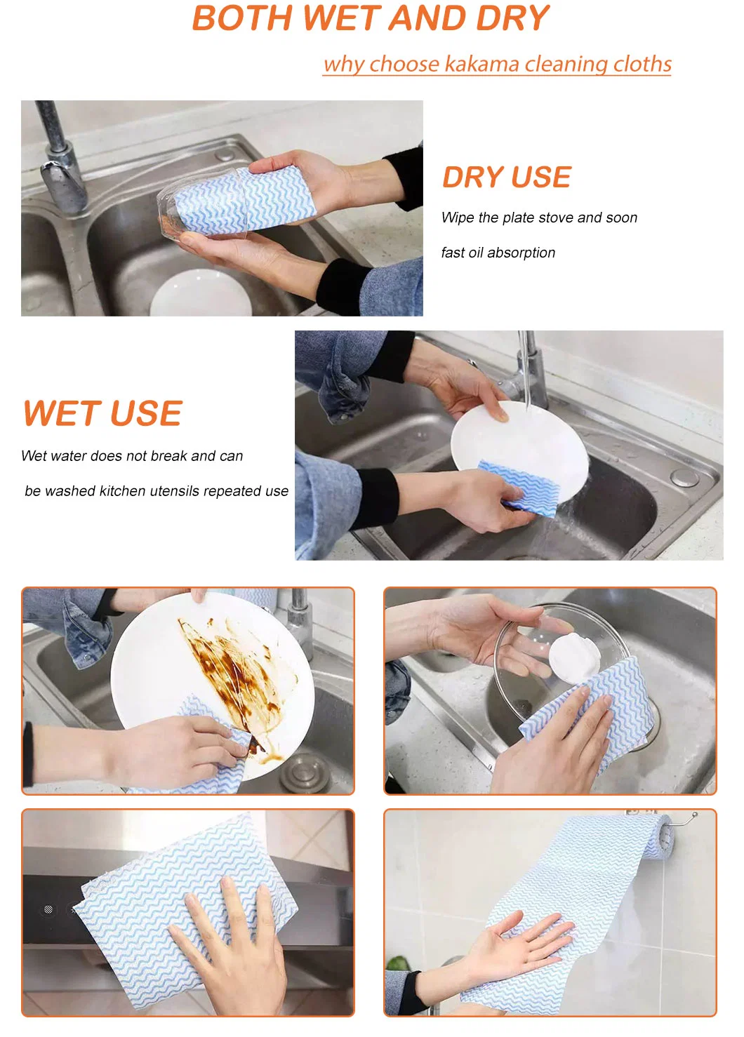 Eco Friendly Non-Woven Disposable Lazy Rag Kitchen Cleaning Cloth Wash Free Oil-Free Point Breaking Lazy Rag