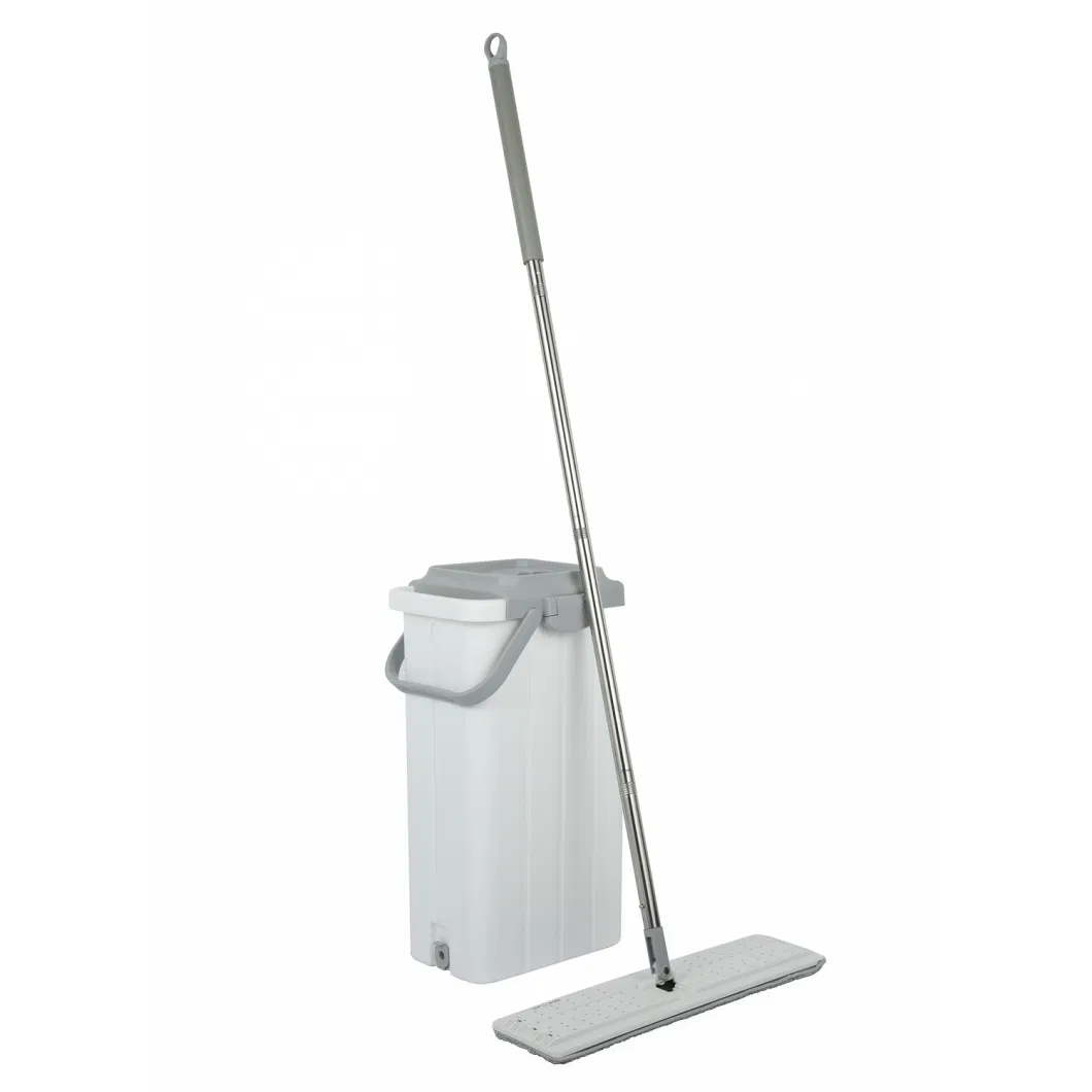 Mop and Bucket with Wringer Set, Flat Mops for Floor Cleaning, Microfiber Pads and Mop Head, Wet and Dry Use, Household Cleaning Tools, for Hardwood