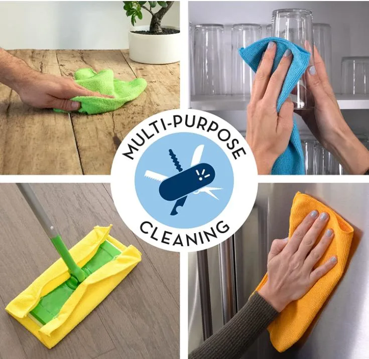 Extra Large Floor Microfiber Cleaning Clothes, 50*70cm for Squeegee Mop, Multi-Purpose Color Rags, Reusable for House Floor Kitchen Car
