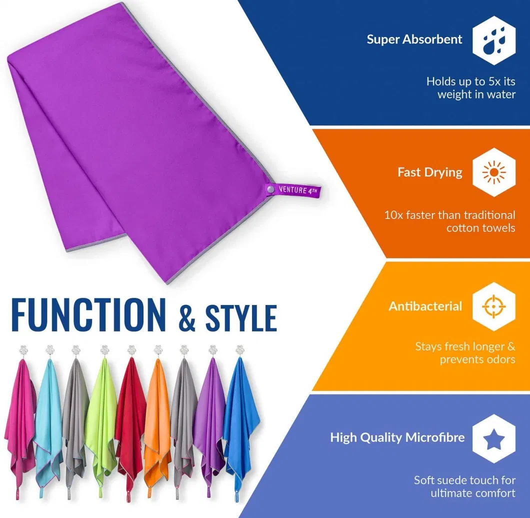 Recycled Solid Color Microfibre Beach Towel 30stocked Colors