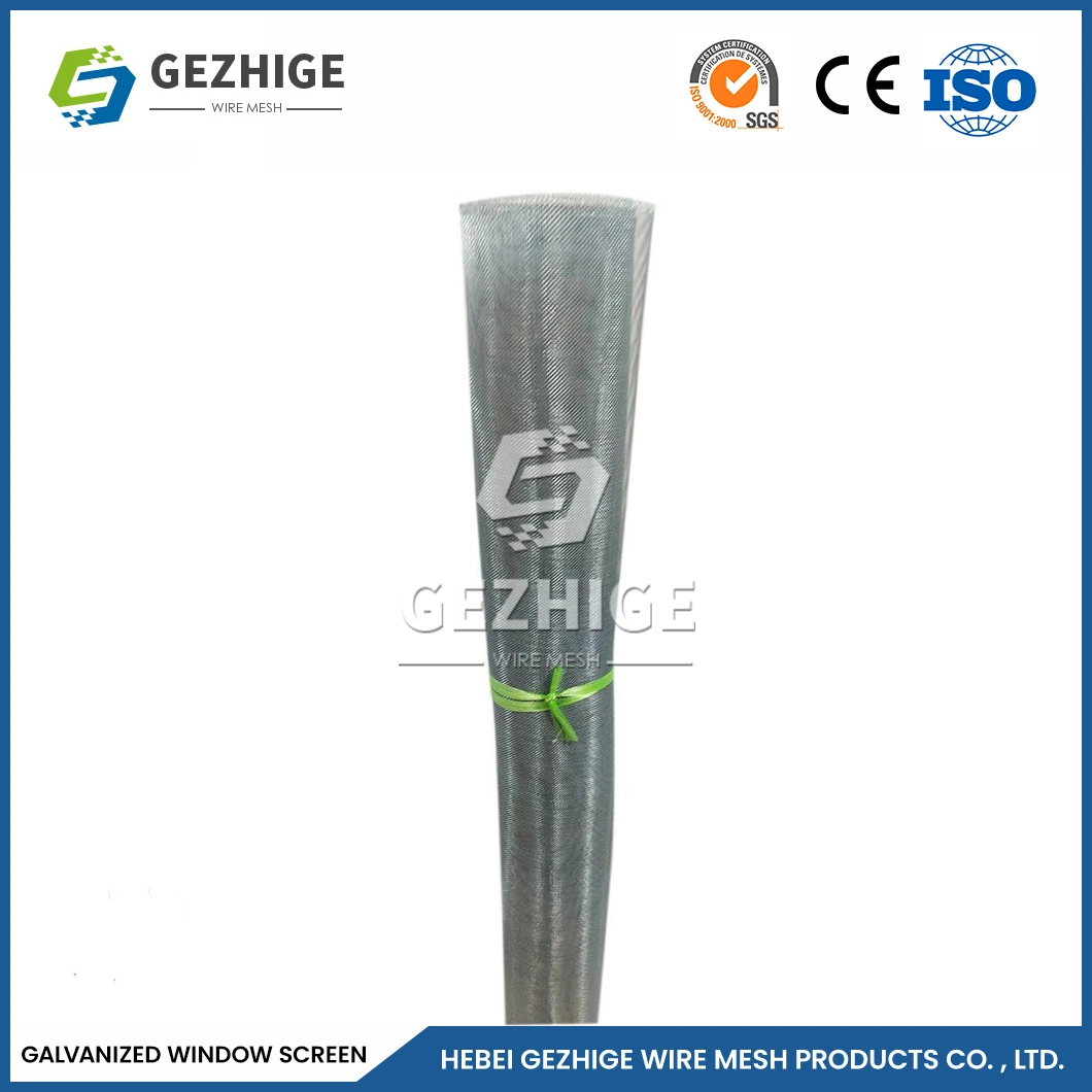 Gezhige OEM Custom Ready Made Window Screens Supplier 30m 100m Length Wrought Iron Window Screen China Plain Weave Galvanized Steel Wire Cloth for Window Screen