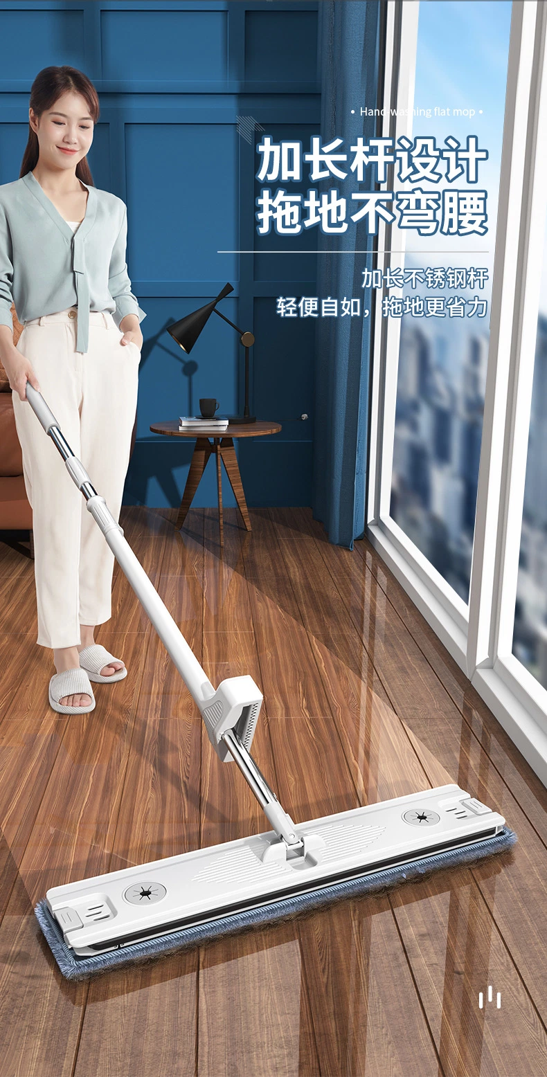 Professional Microfiber Mop for Hardwood, Laminate, Tile Floor Cleaning, with Self Wringer Set, Mop with 4 Extra Refills Wet &amp; Dry No Hand Washing Lazy Flat Mop