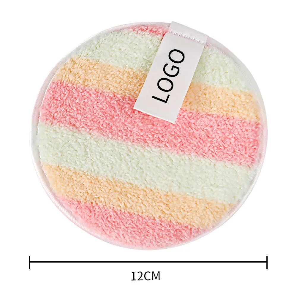 Private Label Custom Logo 12cm Makeup Removal Face Wash Face Cleaner Rainbow Color Skin Care Washable Reusable Makeup Remover Pads