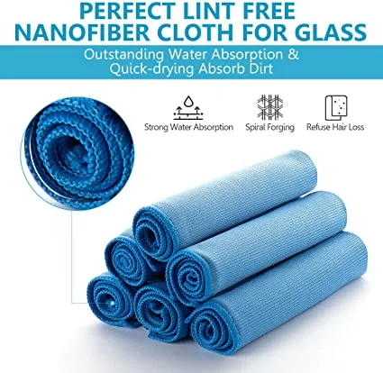 30*30 Cm Blue Glass Towel Cleaning Cloth Microfiber Car Cleaning Cloth