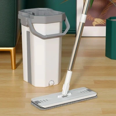 Magic Wash Flat Mop New Microfiber Wet and Dry 360 Flat Mop with Bucket Home Floor Cleaning Two Mop Cloth Microfibre Fabric