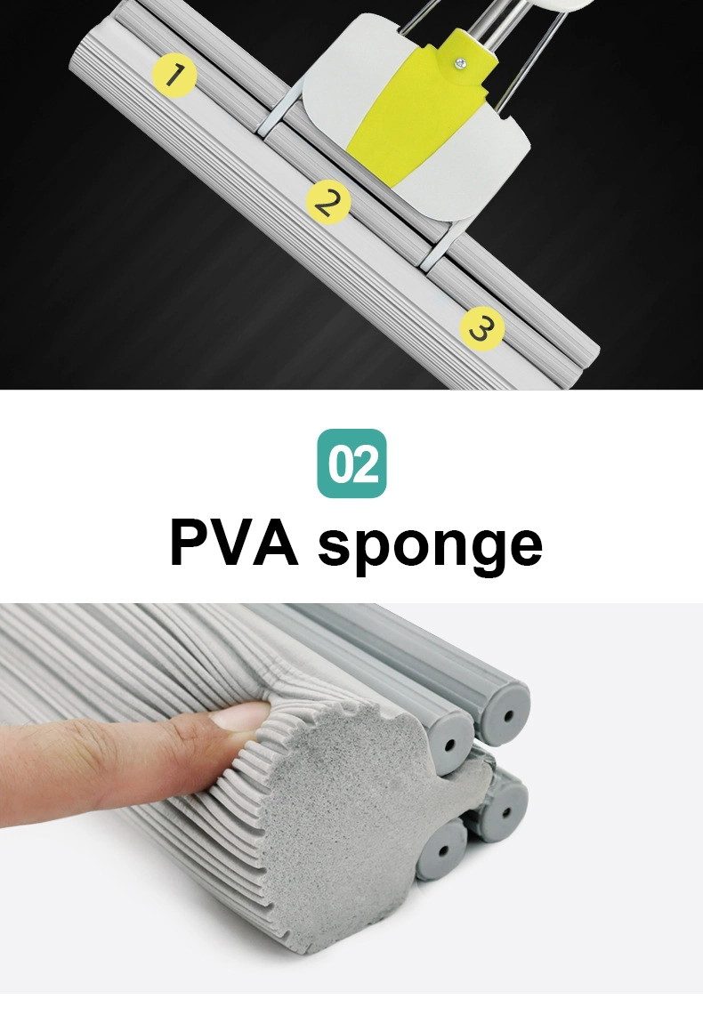 Design Attractive PVA Sponge Mop Folding Handle Squeeze Mop Twist Glue Cotton Mop