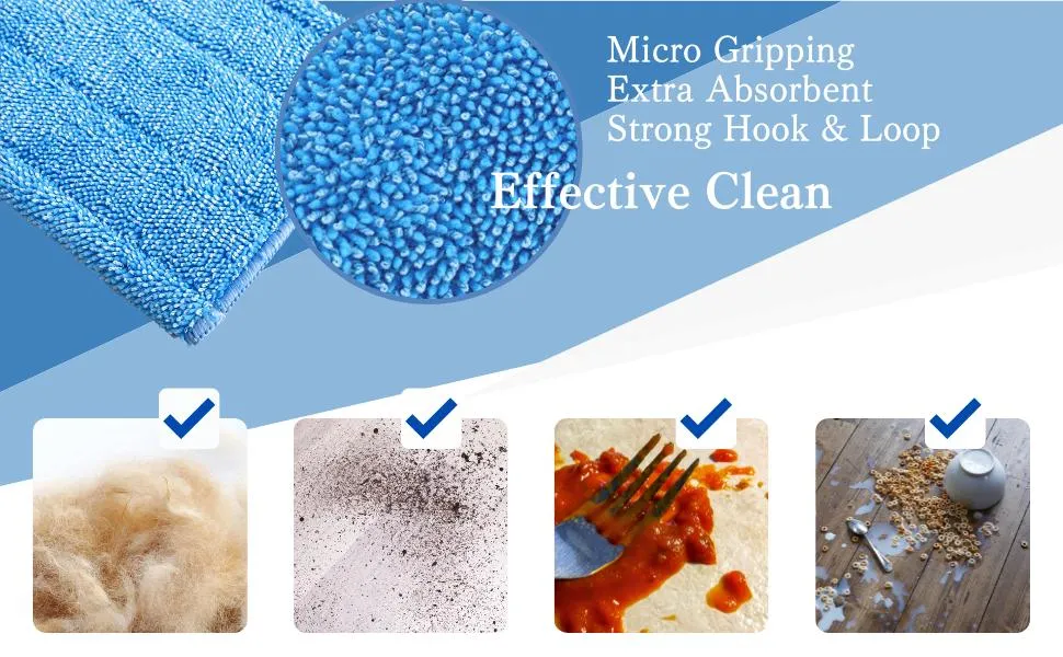 Absorbing Pads for Wet &amp; Dry Floor Cleaning Washable Microfiber Mop Heads