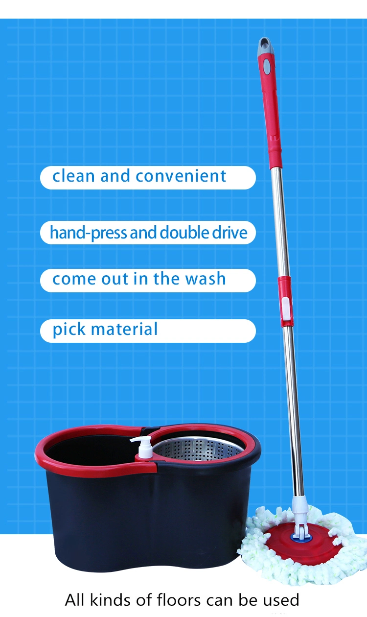 Stainless Steel Stretchable Handle Wet Dry Floor Cleaning 360 Microfiber Magic Rotation Twist Mop with Bucket