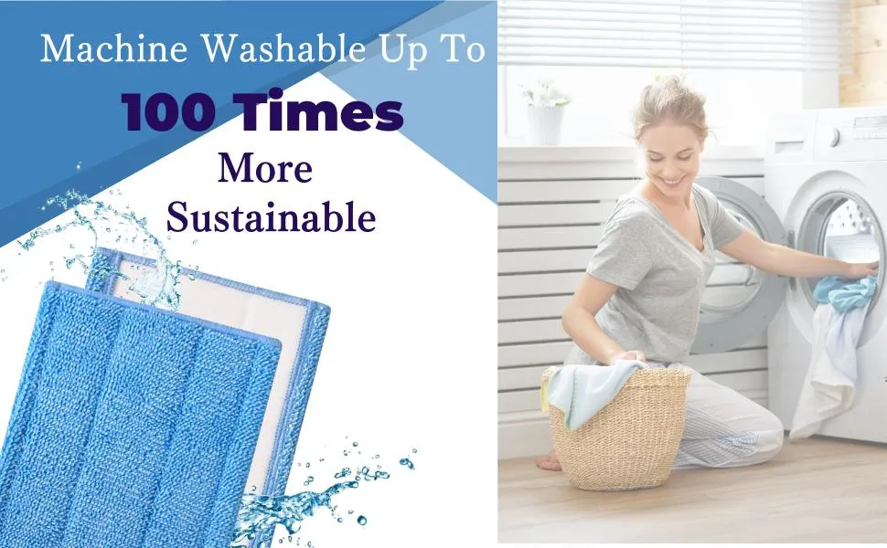 Absorbing Pads for Wet &amp; Dry Floor Cleaning Washable Microfiber Mop Heads