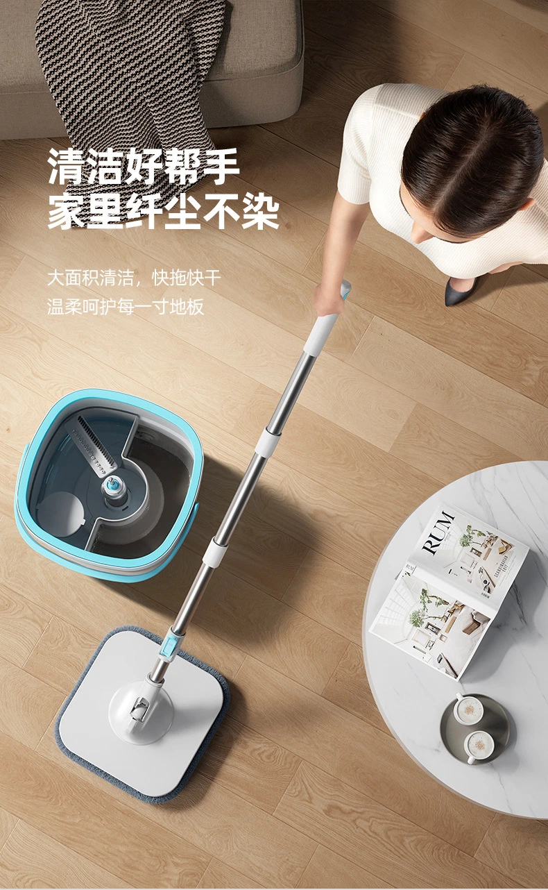 Microfiber Spin Mop &amp; Bucket Floor Cleaning System Support Self Separation Sewage and Clean Water Flat Mop