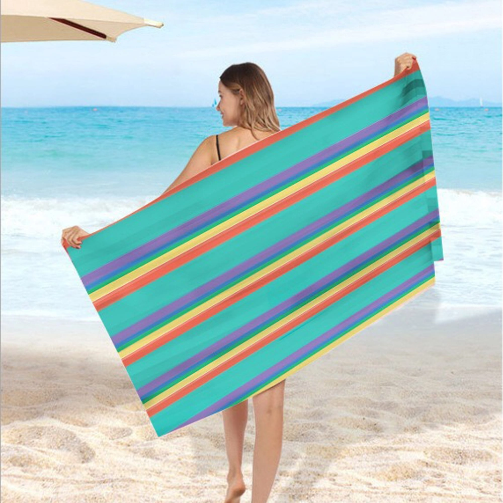 Summer Quick Dry Custom Sublimation Printed Suede Microfiber Microfibre Waffle Recycled Plastic Sand Free Beach Towel with Logo