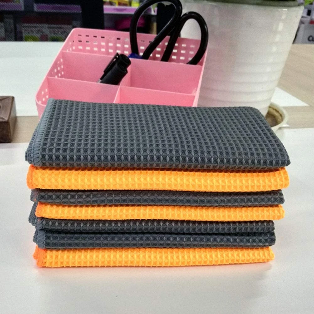 40X40cm 400GSM Quick Drying Home Kitchen Glass Cleaning 100% Microfiber Pineapple Polishing Drying Microfiber Waffle Weave Cloth