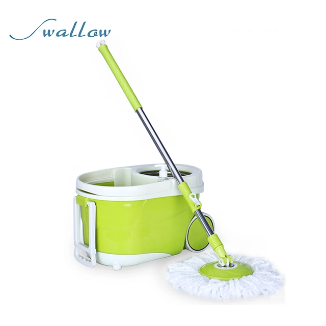 360 Degree Spin Rotating Mop Free Hand Washing Cleaning Mop Twist Easy Bucket Microfiber Cleaner Swallow