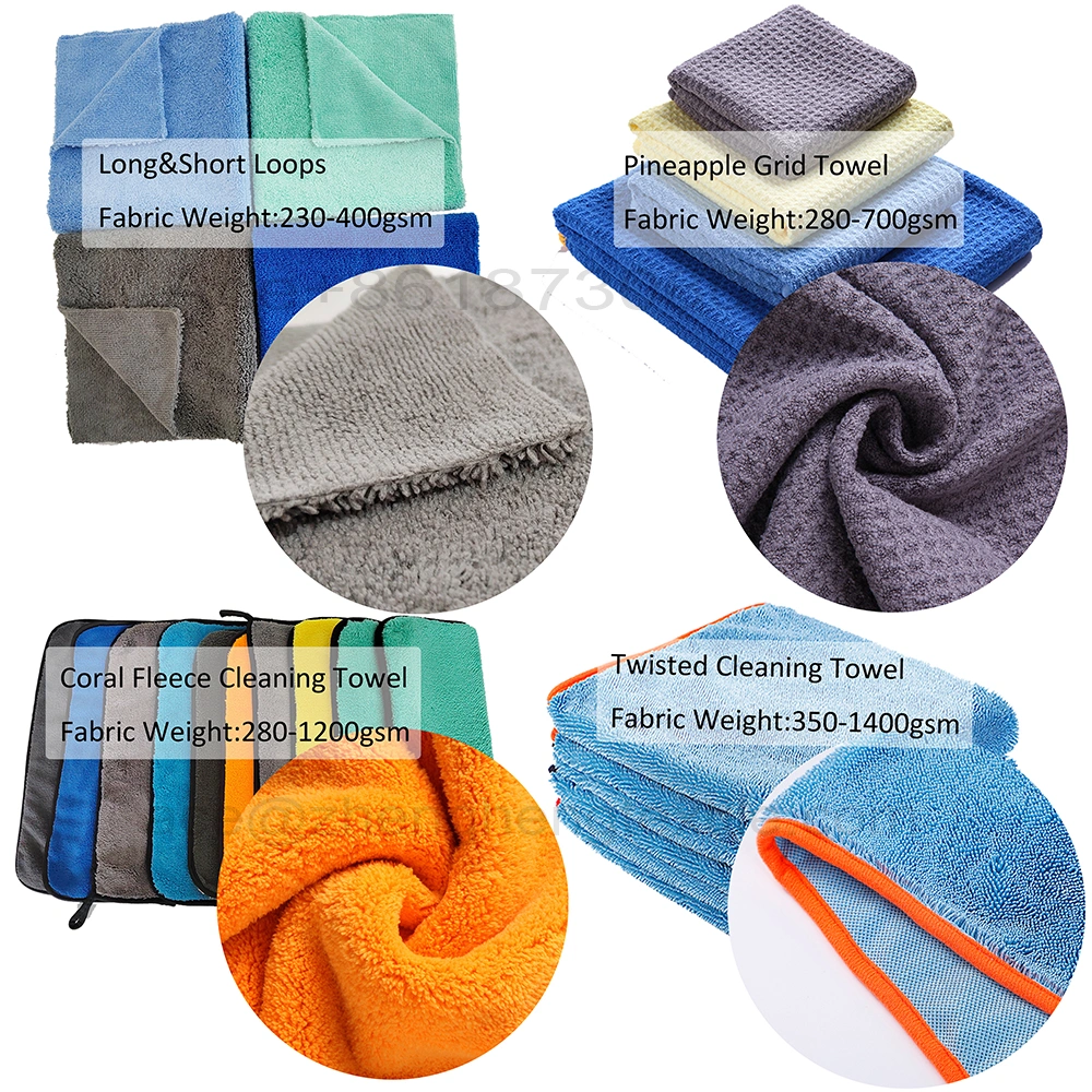 Custom Microfiber Cleaning Cloth Rags Car Absorbent Window Cleaning Cloth Towel
