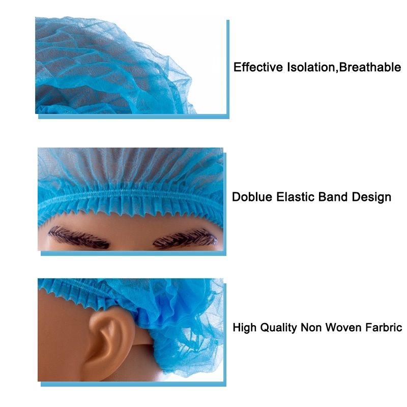 Manufacturer Low Price Disposable Breathable Non Woven Clip Cap Nurse Bouffant Work Cap Mob Cap Disposable