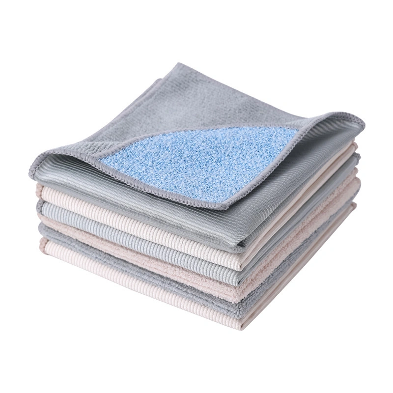 27*27cm Glass Towel Warp Knitted Rag Double-Sided Multifunctional Microfiber Cleaning Cloth