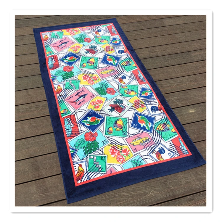 Quick Dry Custom Digital Printing Microfibre Thin Beach Towel with Mesh Bag