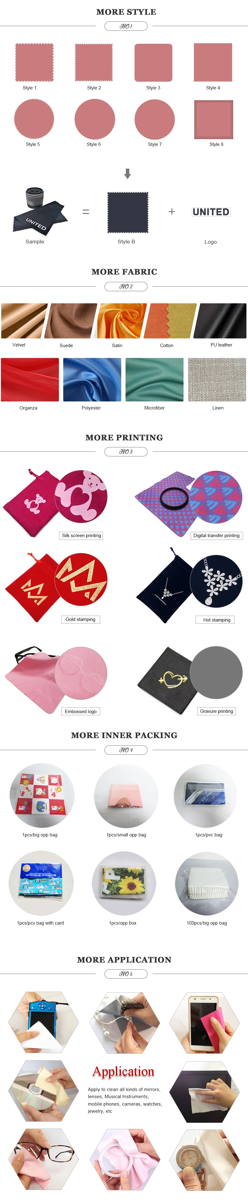 Wholesale Custom Logo Microfiber Velvet Soft Jewelry Silver Polishing Cleaning Cloth