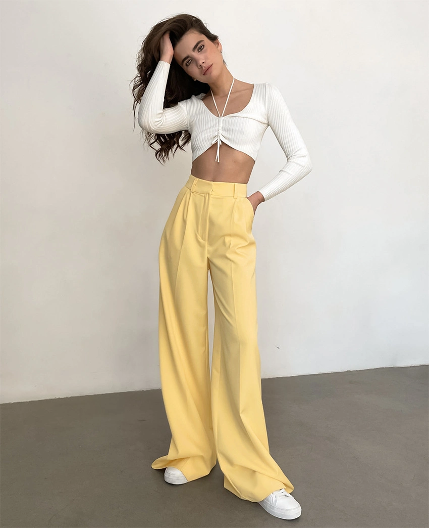 High Waisted Loose and Versatile Mop Pants, Fashionable Casual Pants