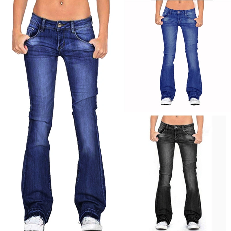 Women&prime; S Loose Fitting Straight Summer Mop Jeans Washed and Obsolescence Jeans