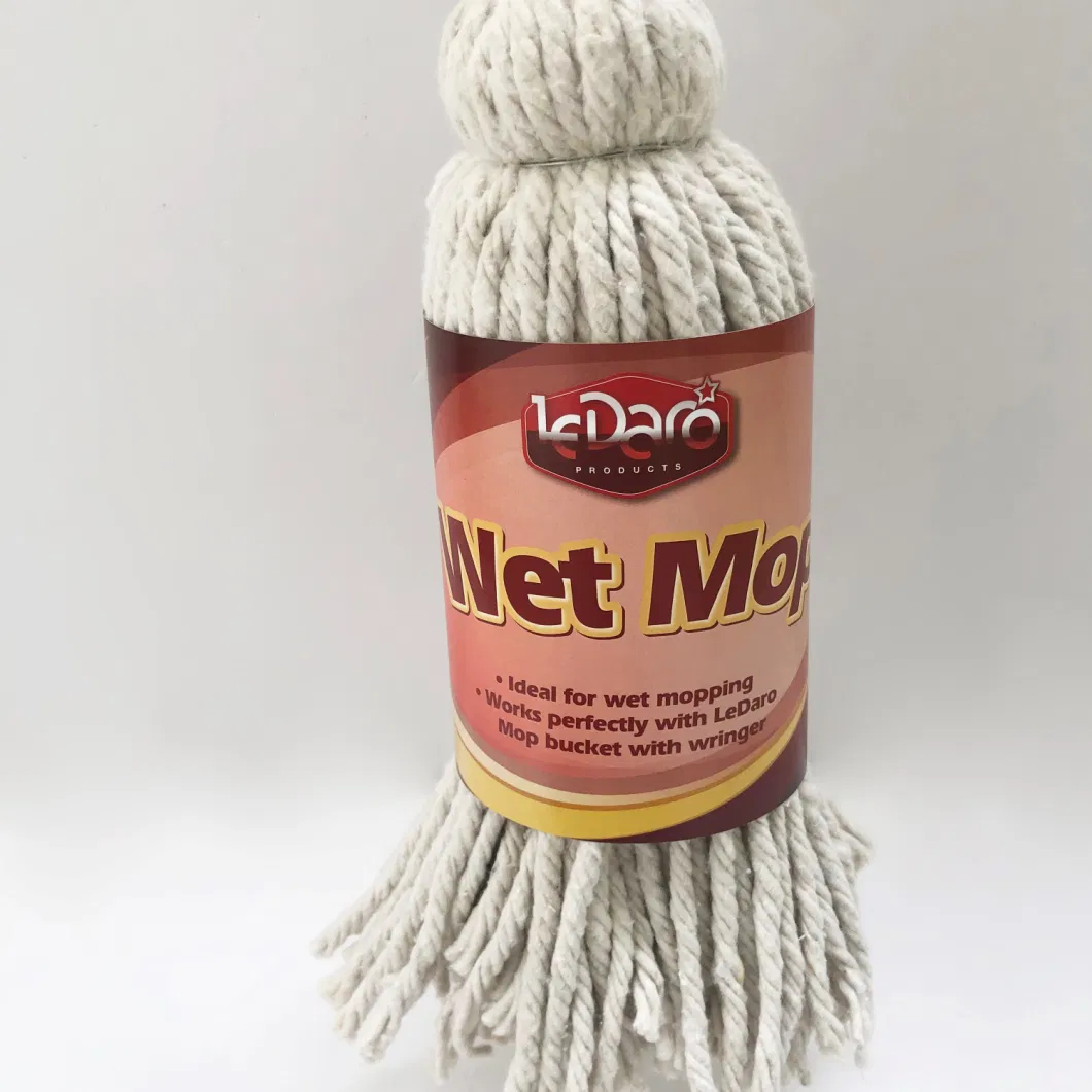 Wholesales Price Wet Cotton Mop 220 Grams in 70% Cotton &amp; 30% Polyester Cotton Yarn 4ply Mop Head for Office Cleaning