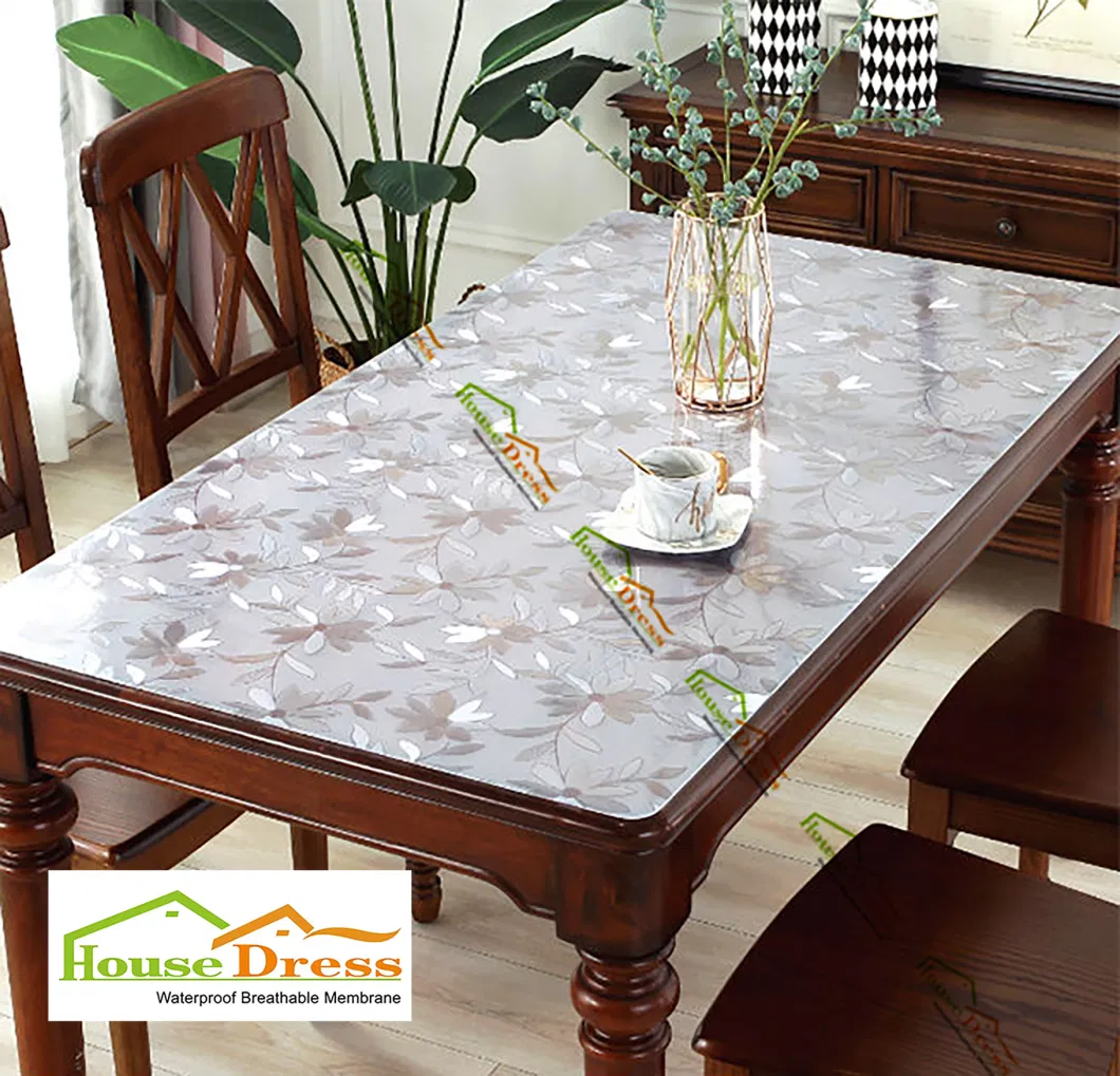 Easy to Clean Embossed Tablecloth Oil Proof Transparent PVC Tablecloth Waterproof PVC Soft Glass Tablecloth