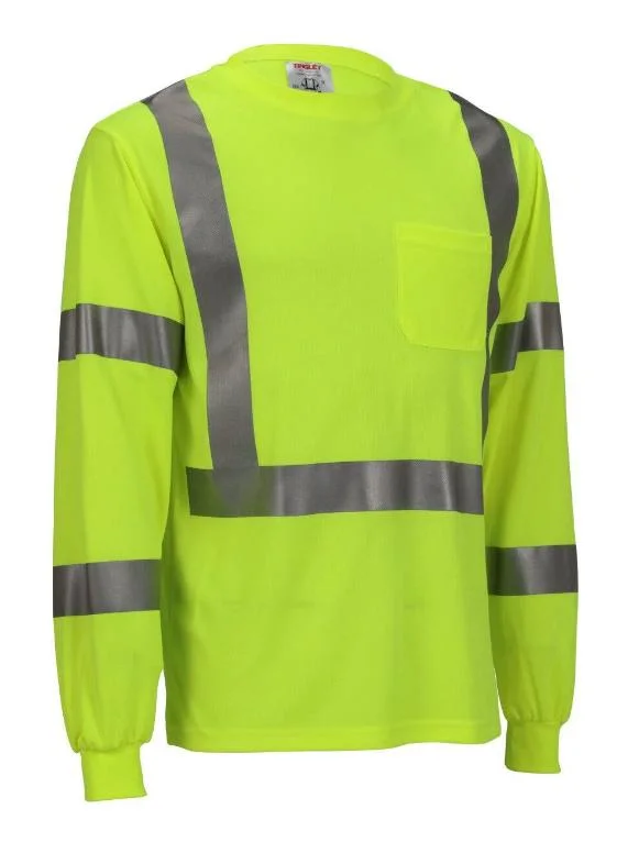 En 471 High Visible Reflective Long Sleeves T Shirt 100% Pure Polyester Hi Vis Clothing