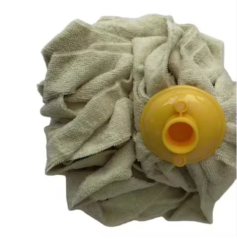 Best Selling Yellow Strip Microfiber Mop Head with Plastic Head, Looped End /Cut End Microfiber Floor Mop Head