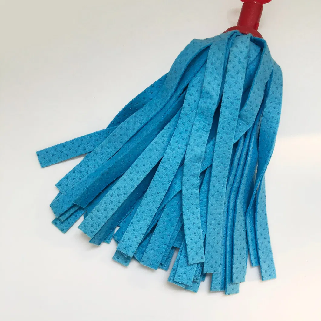 Customized Color Wet Mop160 Grams in 70% Polyester and 30% Viscose Nonwoven Strip with Plastic Patches for Cleaning All Floor