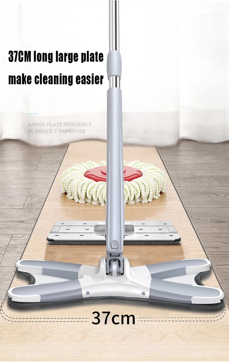 Home Cleaning Tool X-Type Flat Floor Mop with Replace Cloth Heads 360 Degree Squeeze Mop Hand-Free Wash Household Lazy Mop