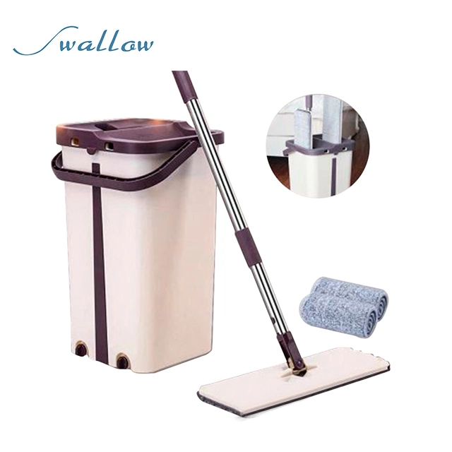 360 Degree Spin Rotating Mop Free Hand Washing Cleaning Mop Twist Easy Bucket Microfiber Cleaner Swallow