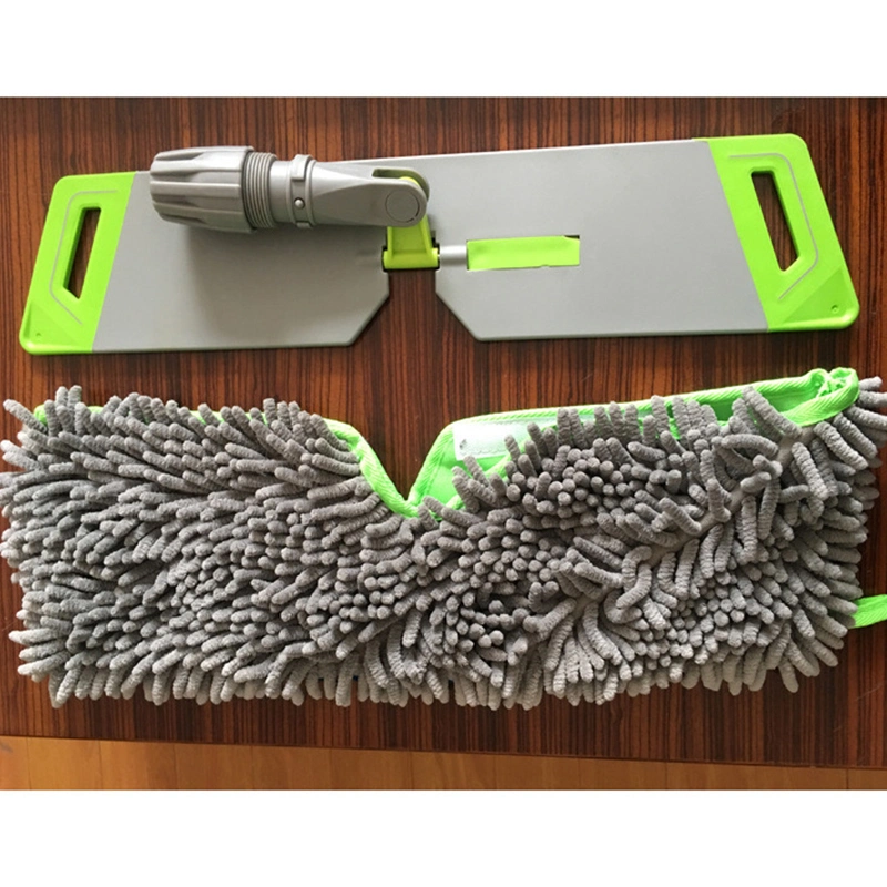 Plastic Coated Double-Sided Telescopic Aluminum Rod Flat Mop Chenille Microfiber Flat Mop Head