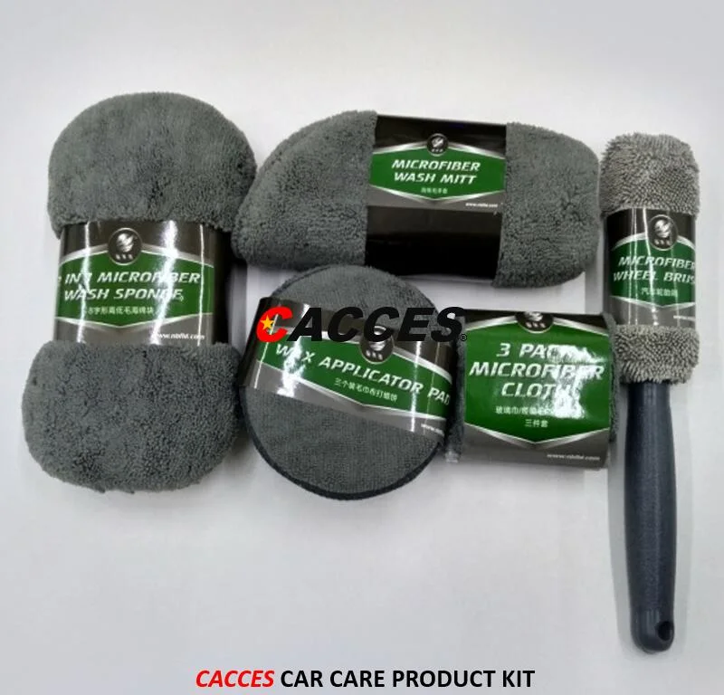 Cacces Car Care Cleaning Tool Auto Washing Kit Microfibre Applicator Pad, Wash Sponge, Microfiber Mitt, Car Cloth, Polish Pad, Wax Applicator, Foam Pad C101cws