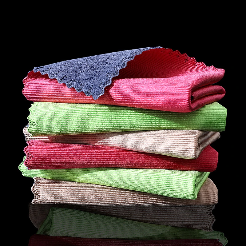 30*30cm Double-Sided Coral Fleece Microfiber Cleaning Cloth Glass Towel