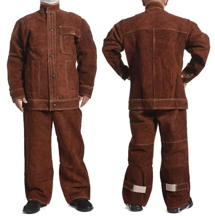 CE En11611 Thickened Ab Grade Cow Split Leather Welding Suits Safety Welder Clothing Body Protection
