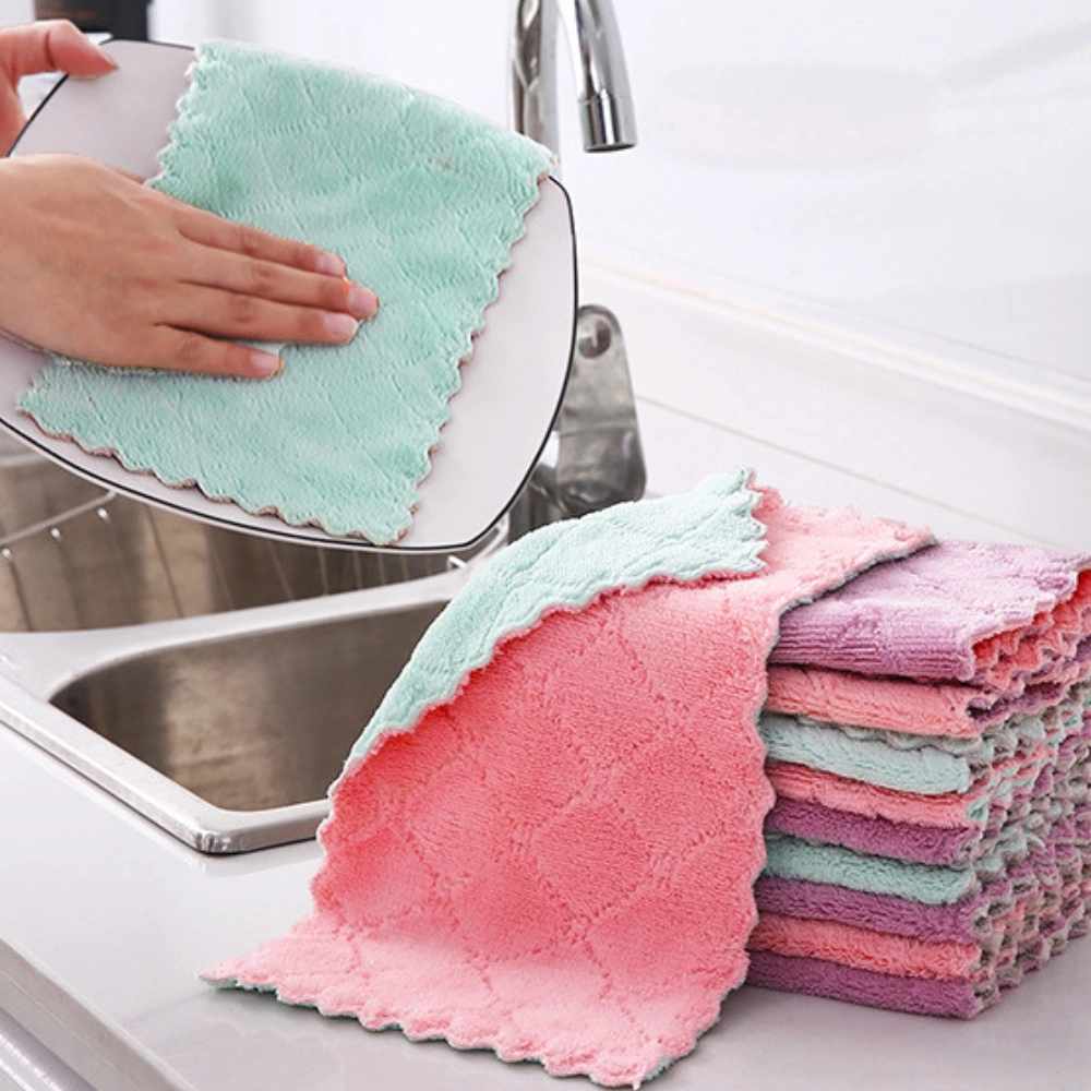 Microfiber Kitchen Cleaning Cloth Non-Stick Scouring Pad Mi26224