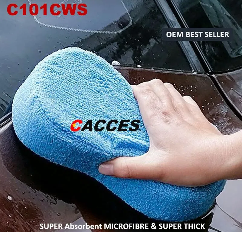 Cacces Car Care Cleaning Tool Auto Washing Kit Microfibre Applicator Pad, Wash Sponge, Microfiber Mitt, Car Cloth, Polish Pad, Wax Applicator, Foam Pad C101cws