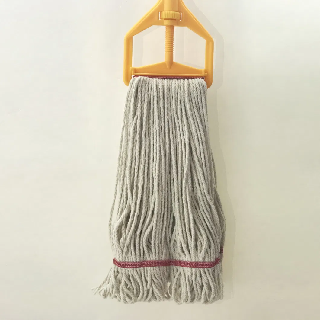 Looped End String Wet Mop Heavy Duty Cotton Mop Commercial Industrial Grade Jaw Clamp Floor Cleaning