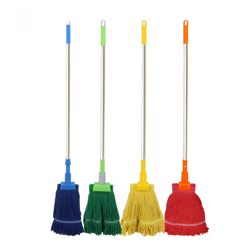 Multi-Coloured Cotton Gauze Strip Floor Mop with Replaceable Mop for Hotel Hospital and Factory