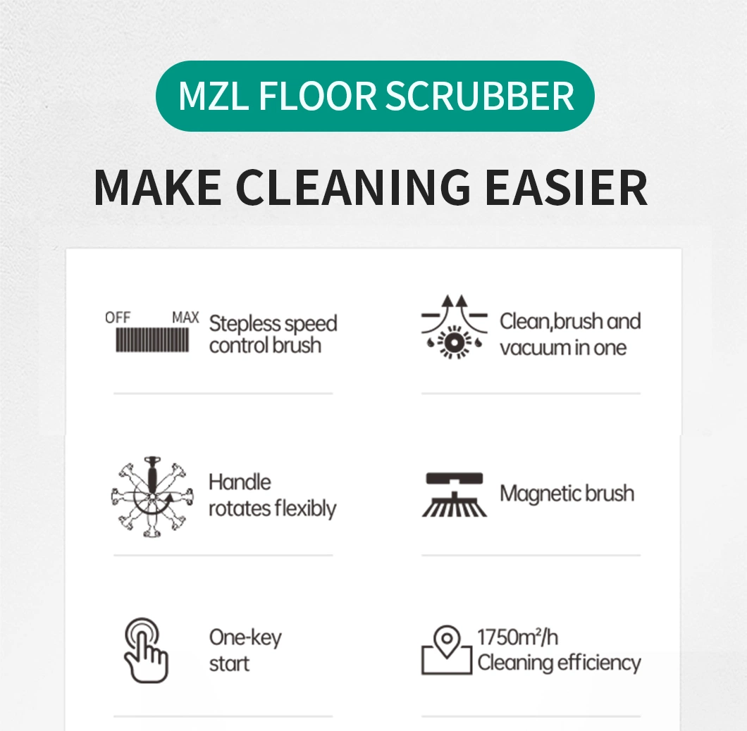 Intelligent Mini Mop Floor Scrubber One-Click Start with High Quality Squeegee