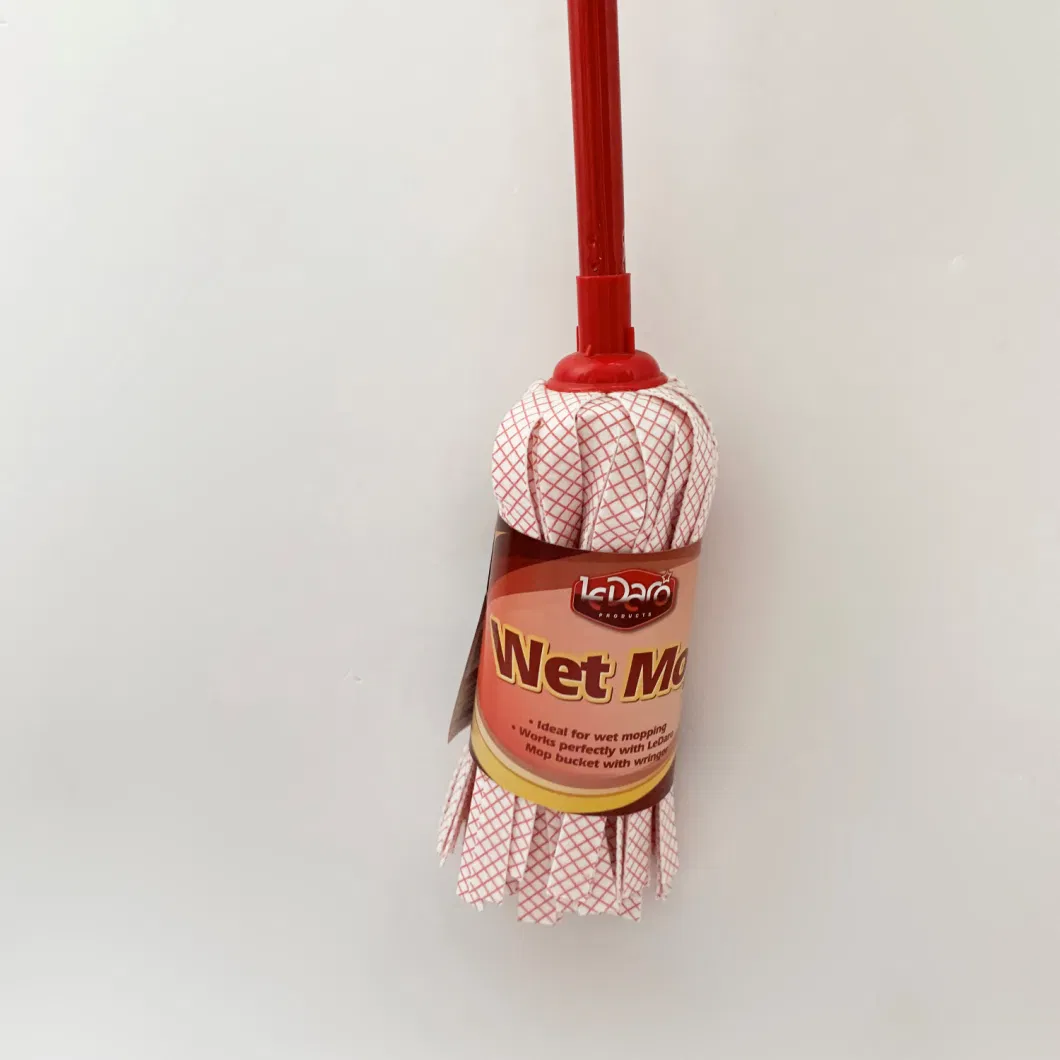 Wholesales Price Wet Mop with Metal Handle130 Grams in 70% Polyester, 30% Viscose Nonwoven Strip with Printing for All Cleaning