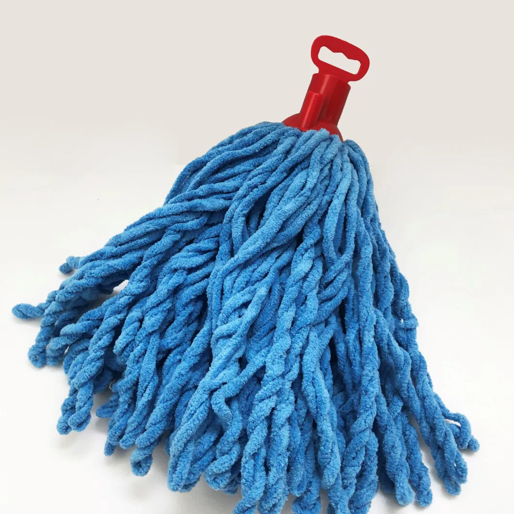 Customized Color Microfibre Wet Mop with Metal Handle Tton Mop 130 Grams in 100% Polyester Chenille Strip for Cleaning All Floor