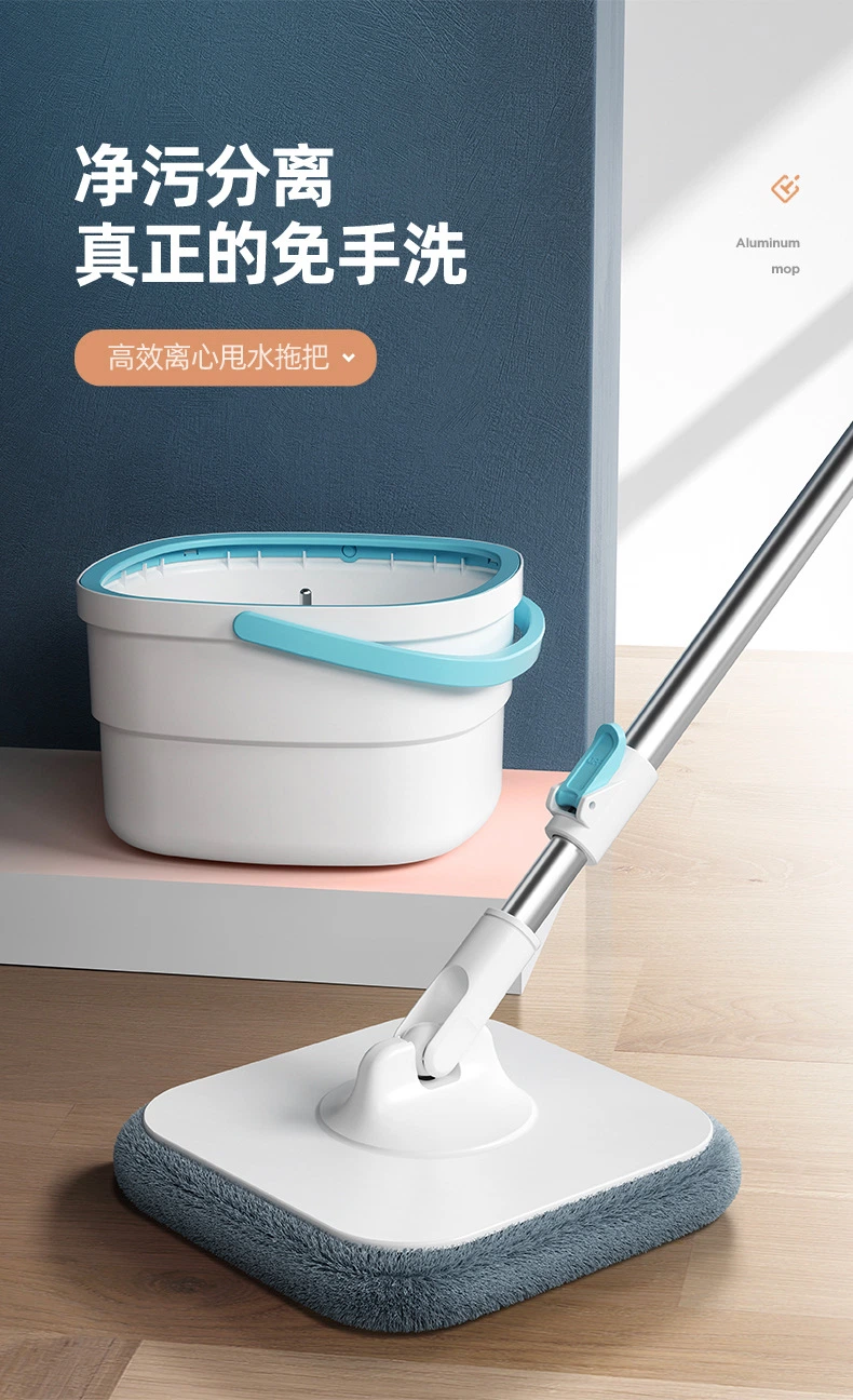 Microfiber Spin Mop &amp; Bucket Floor Cleaning System Support Self Separation Sewage and Clean Water Flat Mop