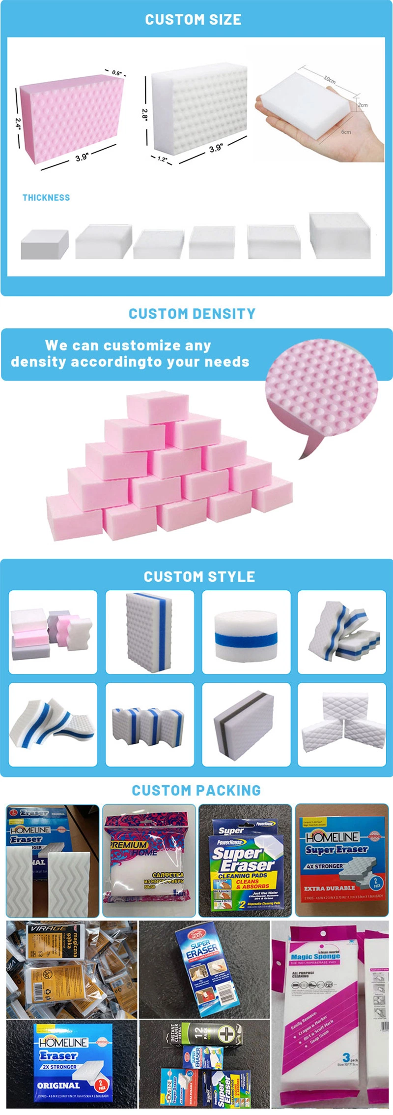 Foam Magic Mop Eraser Sponge Pack High Density Round Melamine PU Sponge