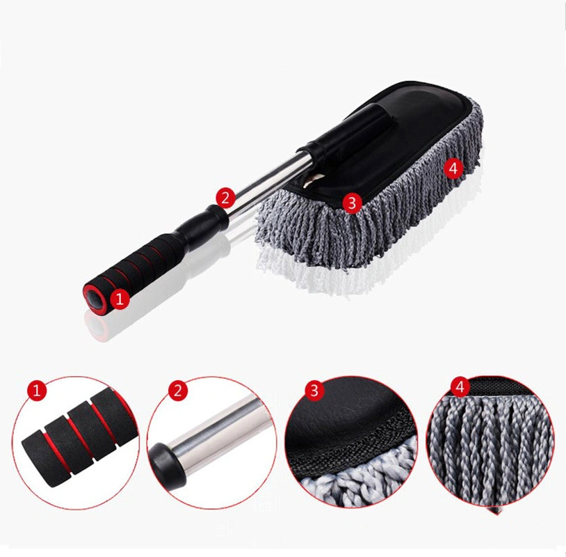 Car Wax Mop Cleaning Car Washing Mop Nanofiber Dust Removal Cotton Brush Removable Car-Mounted Telescopic Brush Esg12895