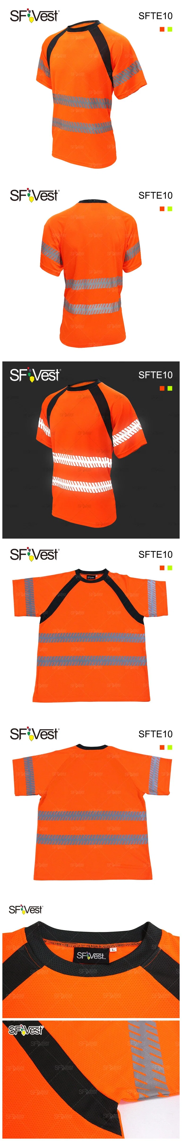 2020 Factory Custom 100% Polyester Microfiber Fabric High Visibility Safety Reflective T-Shirt Security Clothing