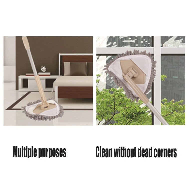 Telescopic Handle Triangle Window Cleaning Wiper Micro Fabric Cloth Glass Squeegee Long Handle Rubber Scrape Car Wash